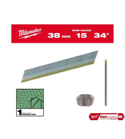 Гвозди для нейлера 15G/34°/38 мм (упак. 2500 шт.) Milwaukee 4932492575