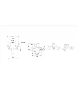 Смеситель для ванны короткий излив Bravat Rhein F6429564CP-01-ENG