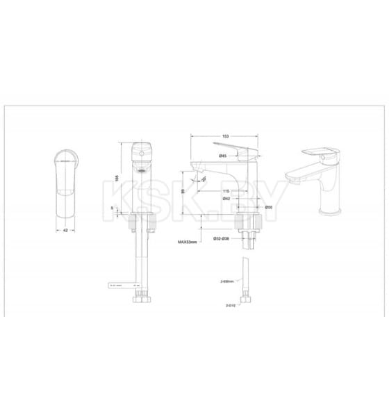 Смеситель для умывальника Bravat Rhein F1429564BW-9-ENG (F1429564BW-9-ENG) 
