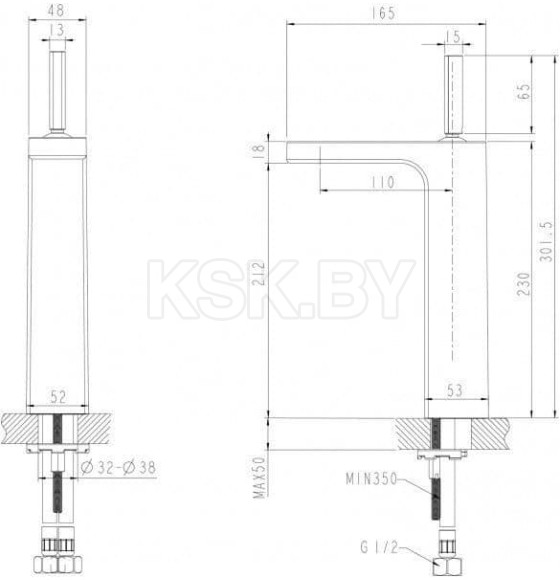 Высокий смеситель для умывальника Bravat Spring F179113C-A (F179113C-A) 