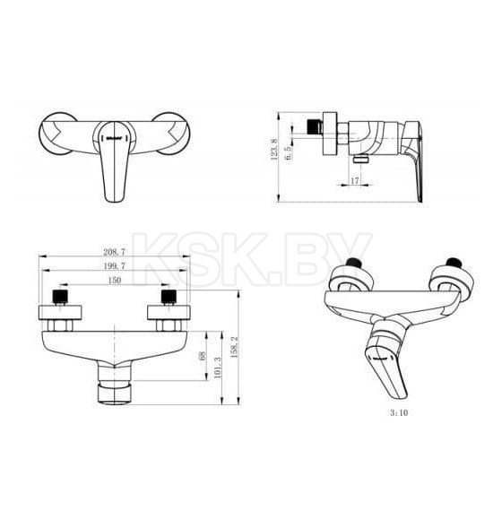 Смеситель для душа Bravat Arden F9351385CP-01 (F9351385CP-01-RUS) 