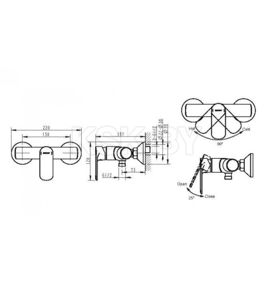 Смеситель для душа Bravat Louise F9191183CP-01 (F9191183CP-01-RUS) 