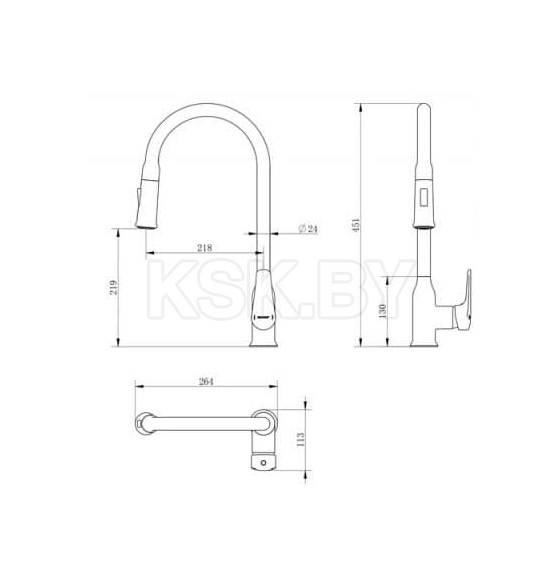 Смеситель для кухни Bravat Arden с вытяжной лейкой F7362395CP (F7362395CP-ENG) 