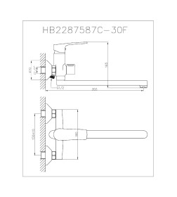 Смеситель для ванны Haiba HB22587, хром