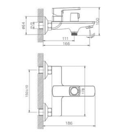 Смеситель для ванны Haiba HB60176, хром