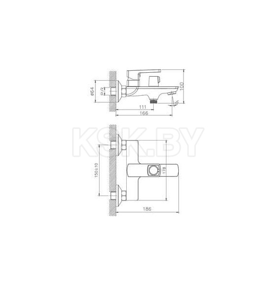 Смеситель для ванны Haiba HB60176, хром (HB60176) 