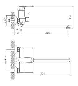 Смеситель для ванны Haiba HB22563, хром