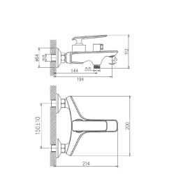 Смеситель для ванны Haiba HB60548-7, черный