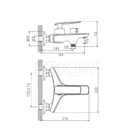 Смеситель для ванны Haiba HB60548-7, черный (HB60548-7) 