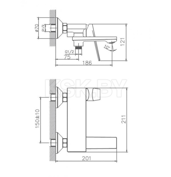 Смеситель для ванны Haiba HB60533-3, пепельный (HB60533-3) 