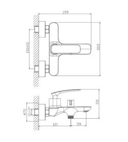 Смеситель для ванны Haiba HB60616, хром