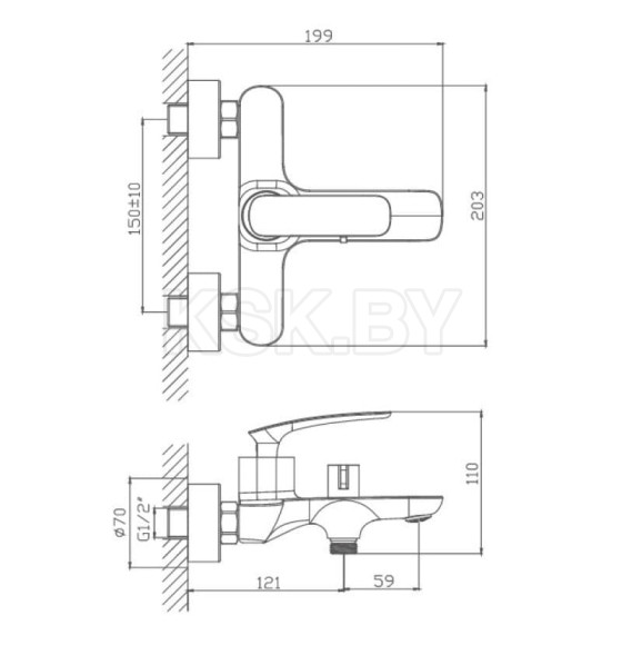 Смеситель для ванны Haiba HB60616, хром (HB60616) 