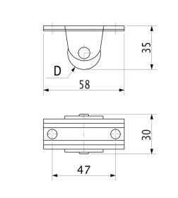 Ролик прямоходящий h=35 (S-10) с резиновым ободом, РП