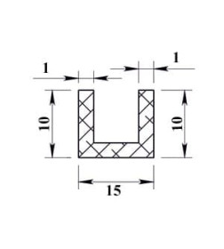 Швеллер алюминиевый 10х15х10х1х1000мм