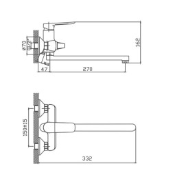 Смеситель для ванны Cron CN22521, хром