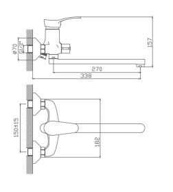 Смеситель для ванны Cron CN2214, хром