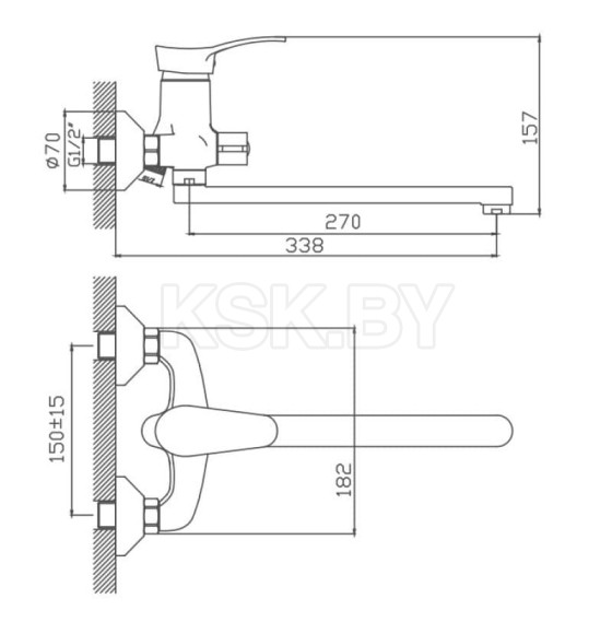 Смеситель для ванны Cron CN2214, хром (CN2214) 