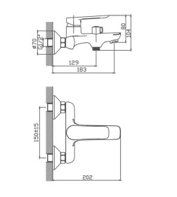 Смеситель для ванны Cron CN60521, хром