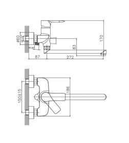 Смеситель для ванны Cron CN20095, хром