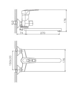 Смеситель для ванны Cron CN2204, хром