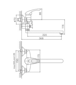 Смеситель для ванны Cron CN2103-2, хром