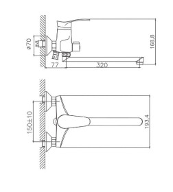 Смеситель для ванны Cron CN2201, хром