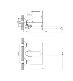 Смеситель для ванны Cron CN22129, хром