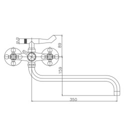 Смеситель для ванны Cron CN2619-2, хром