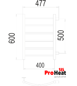 Полотенцесушитель водяной ProHeat Classic 400х600 (6) боковое подключение