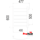 Полотенцесушитель водяной ProHeat Classic 400х600 (6) боковое подключение черный муар