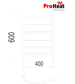 Полотенцесушитель водяной ProHeat Classic 400х600 (6) черный муар