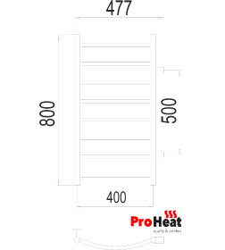 Полотенцесушитель водяной ProHeat Classic 400х800 (8) боковое подключение