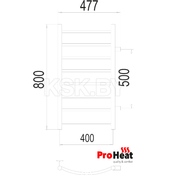 Полотенцесушитель водяной ProHeat Classic 400х800 (8) боковое подключение