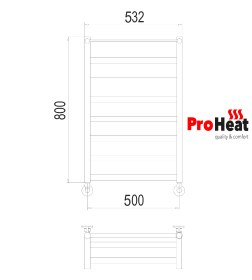 Полотенцесушитель водяной ProHeat Line 500х800 (7) с полкой