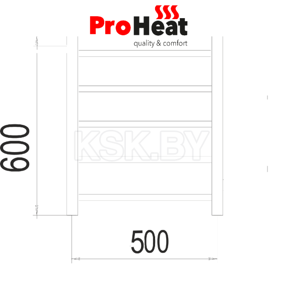 Полотенцесушитель водяной ProHeat Quadro 500х600 (5)