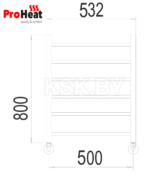 Полотенцесушитель водяной ProHeat Quadro 500х800 (6)