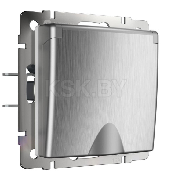Розетка 1-я с з/к со шторками и крышкой IP44 (cеребряный рифленый) Werkel W1171209/WL09-SKGSC-01-IP44 (W1171209) 