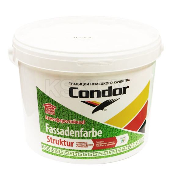 Краска водно-дисперсионная фасадная CONDOR Fassadenfarbe Struktur, 5 л (7,5 кг)