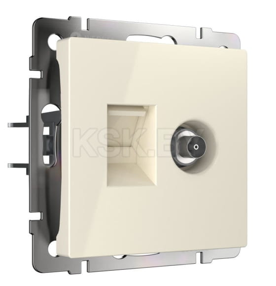 Розетка 2-я ТВ + Ethernet RJ-45 6 cat.(слоновая кость) Werkel W1181303 (W1181303) 