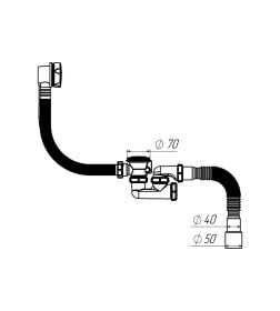 Сифон для ванны регулир. 1 1/2"х40 с выпуск. и перелив. с г.т.40х40/50 полуавтомат  V312-18-MR