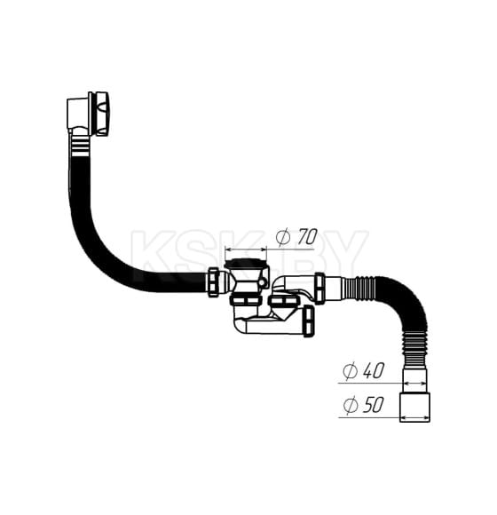 Сифон для ванны регулир. 1 1/2"х40 с выпуск. и перелив. с г.т.40х40/50 полуавтомат  V312-18-MR (V312-18-MR) 