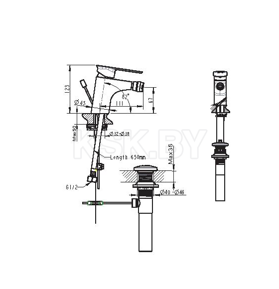 Смеситель для биде Bravat Gina F365104C (F365104C-ENG) 