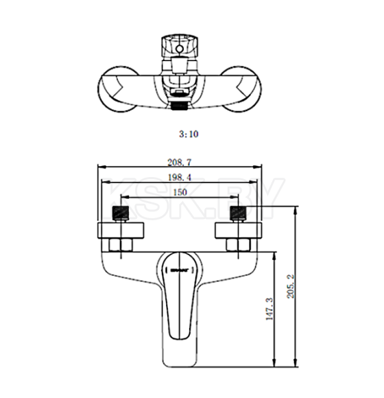 Смеситель для ванны Bravat Arden F6351385CP-01 (F6351385CP-01-RUS) 