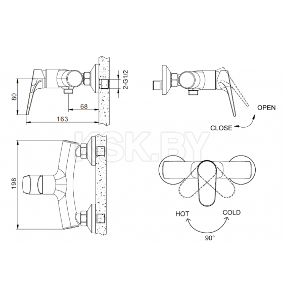 Смеситель для душа Bravat Eler F9191238CP-01 (F9191238CP-01-RUS) 