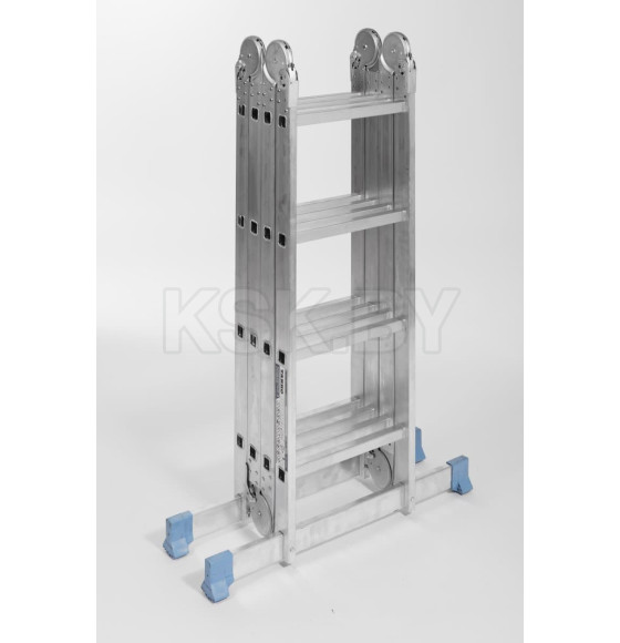 Лестница алюминиевая шарнирная четырехсекционная  93/178/356см 4х3 ступеней 12,8кг TARKO (T03403) 