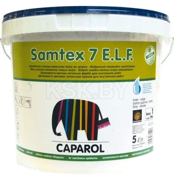 Краска водно-дисперсионная внутренняя Caparol Samtex 7 E.L.F.,  5 л (7,2 кг), Беларусь (948101106       ) 