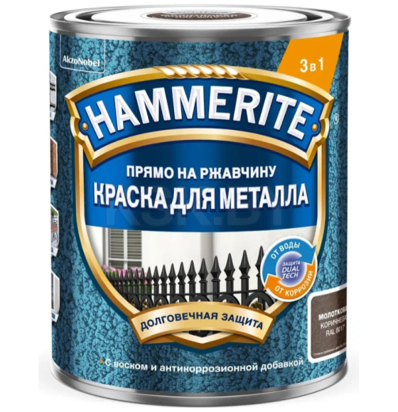 Краска HAMMERITE молотковая коричневаяRAL 8017 , 0,75л (5831248) 