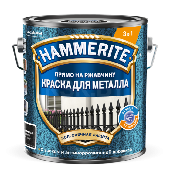 Краска HAMMERITE молотковая черная RAL 9005 , 2л (5831238) 