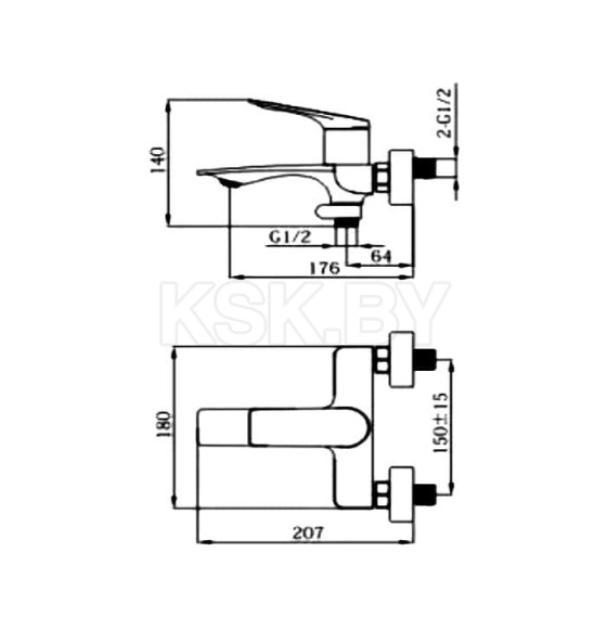 Смеситель для ванны Haiba HB60816-3, пепельный (HB60816-3) 