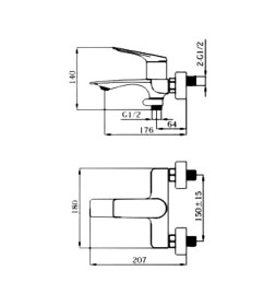 Смеситель для ванны Haiba HB60816, хром